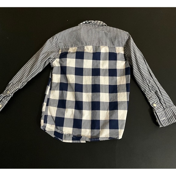 Carter's Kids Boys 4T Blue White Gingham Patchwork Button Down Shirt - Picture 2 of 3